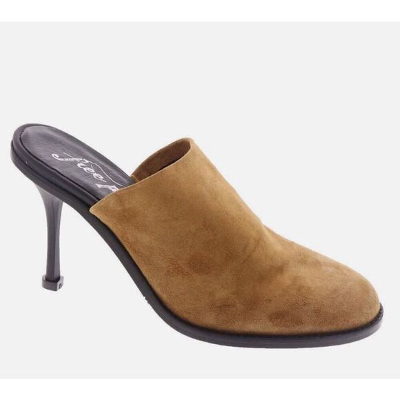 Free People Mules Size‎ 9US 39EU Cognac Leather Suede Slip On Heels New - Picture 1 of 13